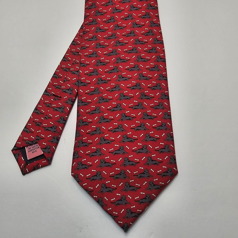 Vineyard Vines‎ Mens Silk Tie Red Dog Bones Novelty Martha's Vineyard
